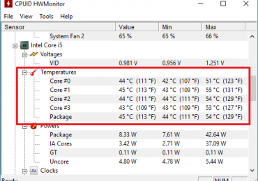 Как узнать температуру процессора в Windows 10