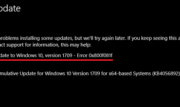 Накопительное обновление для Windows 10 Version 1709 ошибка 0x800f081f — Решение