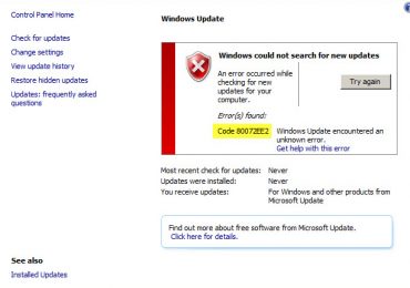 Как исправить Windows update 80072ee2 Windows update dt000